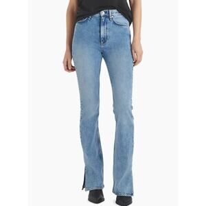 Rag & Bone SZ 30/32 (8-10) Peyton High Rise Bootcut Light Wash Jeans Slit Hem